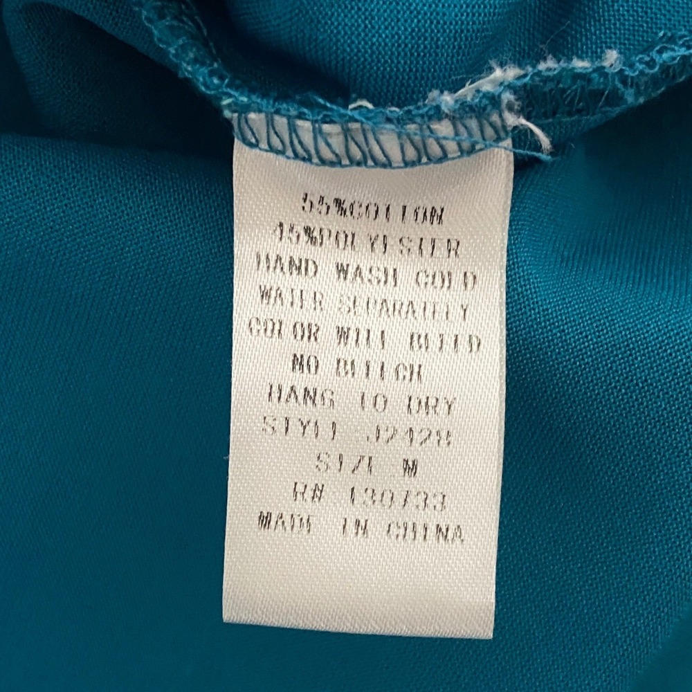 Umgee Teal Blue Embroidered Bell Sleeve Boho Shift Dress Peasant Hippie Gypsy M - Picture 6 of 9